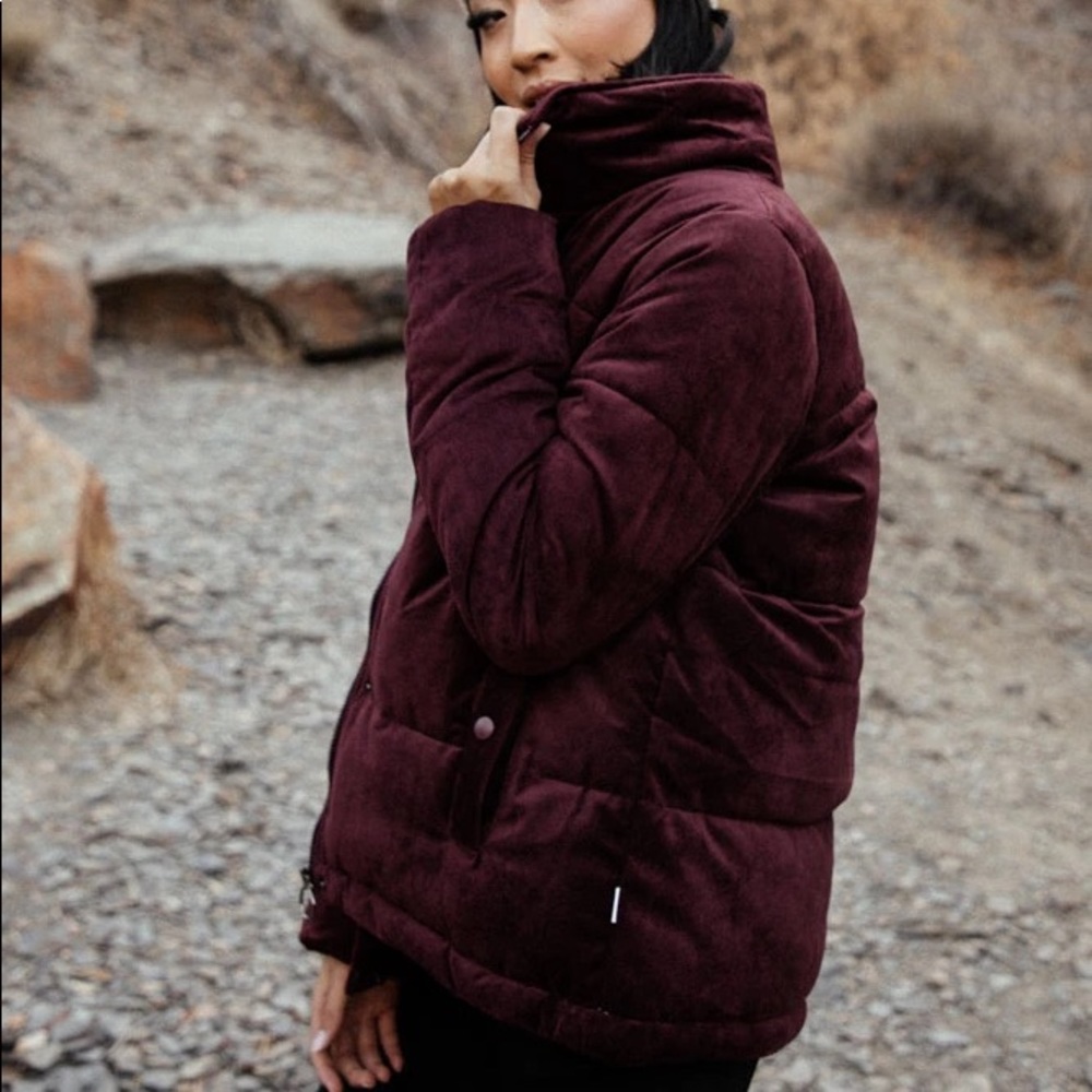 Bohme Velvet Puffer Jacket in Wine
